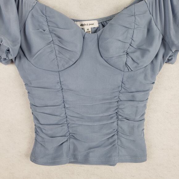 Stitch & Pine Size XS Short Sleeve Corset Style Tee Light Blue Renaissance Fairy - Picture 4 of 9